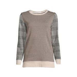 Land’s End Long Sleeve Academia Knit Preppy Jacquard Sweatshirt Top Size XL NWOT